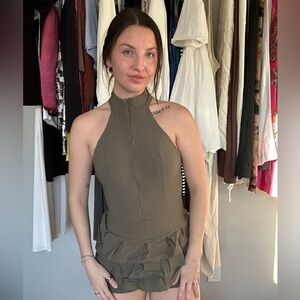 Olive Green Halter Jumpsuit